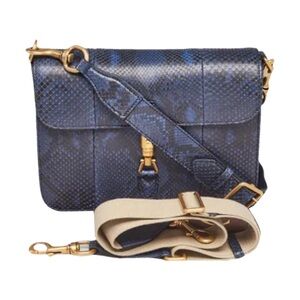 Elegant Blue Snakeskin Crossbody Bag